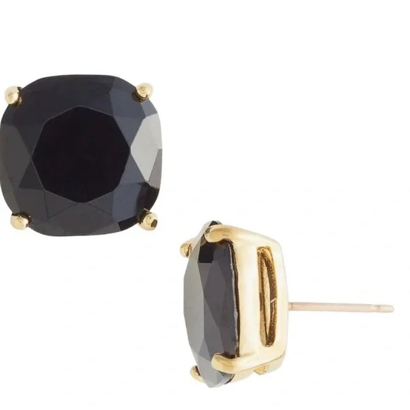 kate spade Black Faceted Cushion Stud Earrings with Gold-Tone Setting - Picture 1 of 10